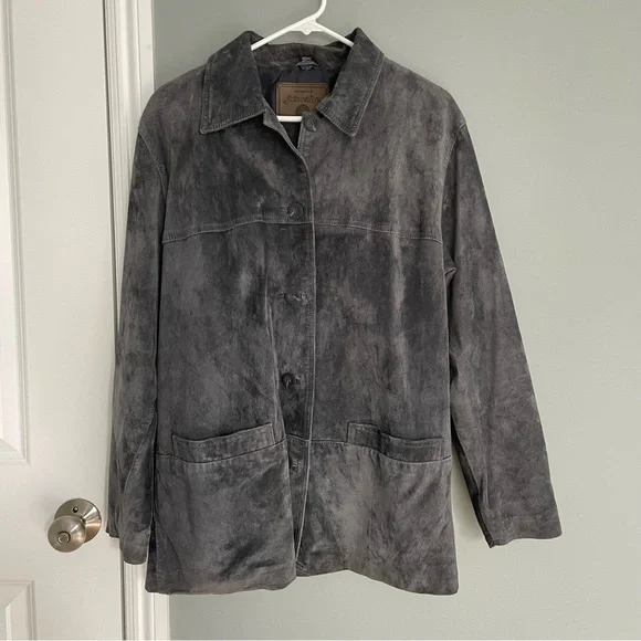 Vintage St John's Bay 100% Leather Gray Leather Jacket Unisex Size M - Picture 1 of 9